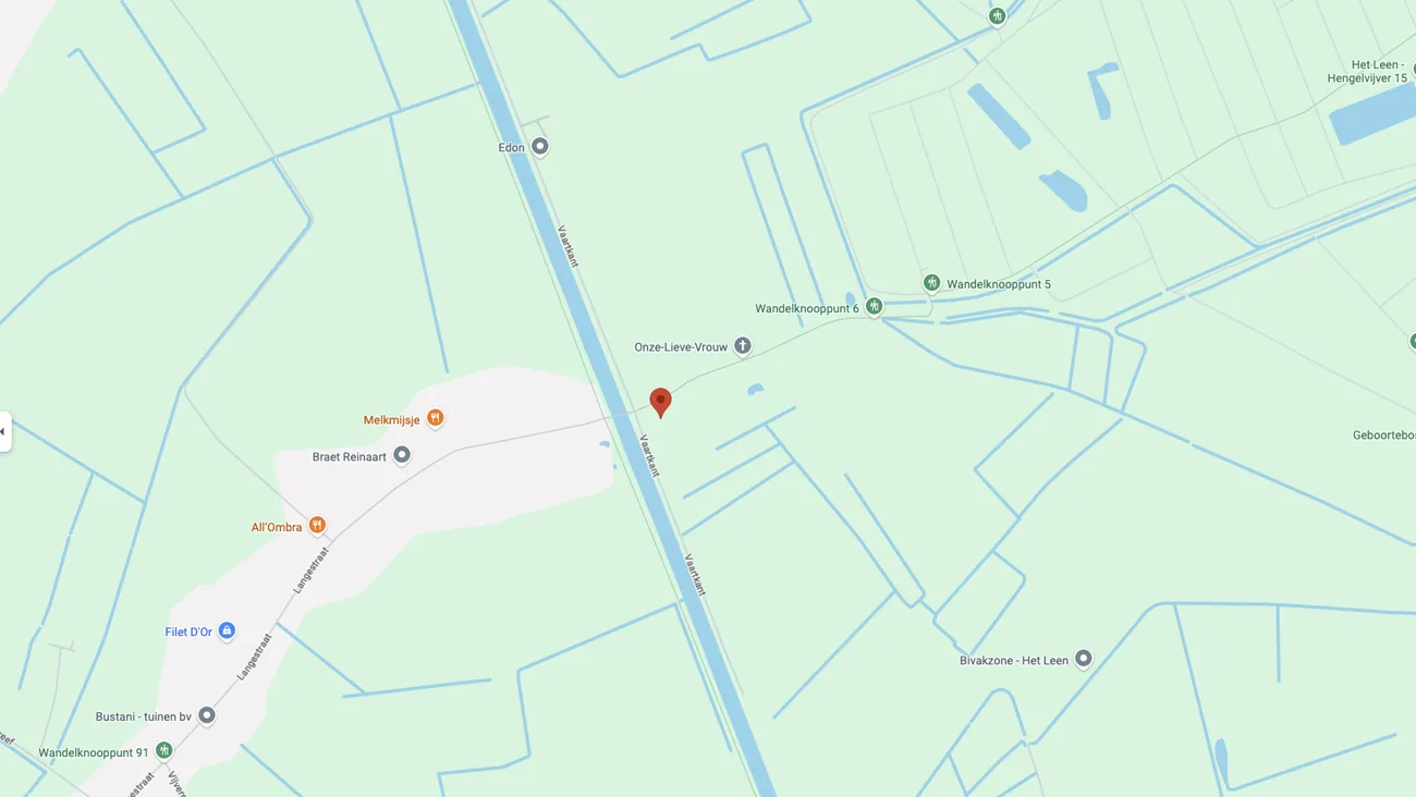 Kaart met de ligging van het bureel aan de Vaartkant 19 in Oostwinkel bij Lievegem